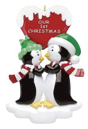 Item 525114 Penguin Kisses Couple Ornament