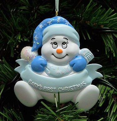 Item 525131 Blue Baby's First Christmas Snowman Ornament