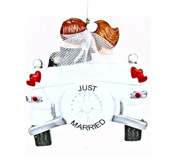 Item 525156 Just Married Vintage Wedding Car Ornament