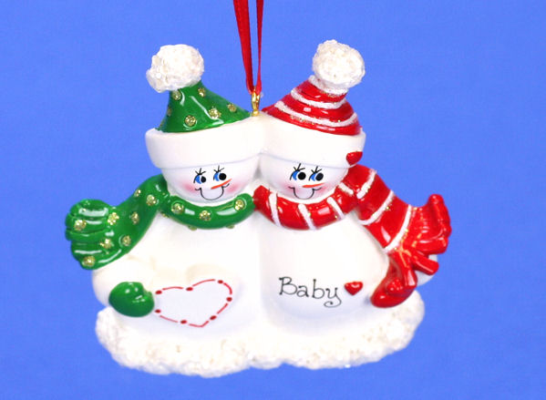 Item 525161 Expecting Snowman Couple Ornament
