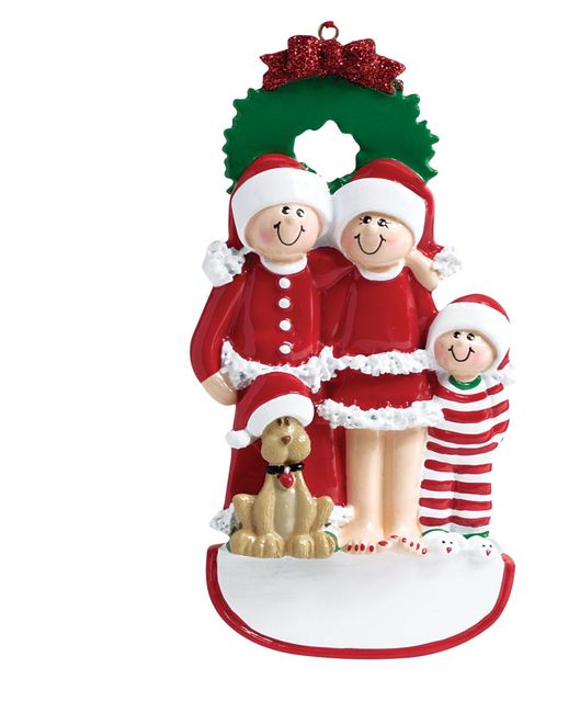 Item 525182 Christmas Family Of 3 With Dog Ornament