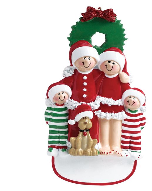 Item 525183 Christmas Family Of 4 With Dog Ornament