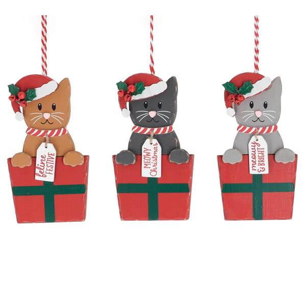 Item 527030 Wooden Cat Ornament