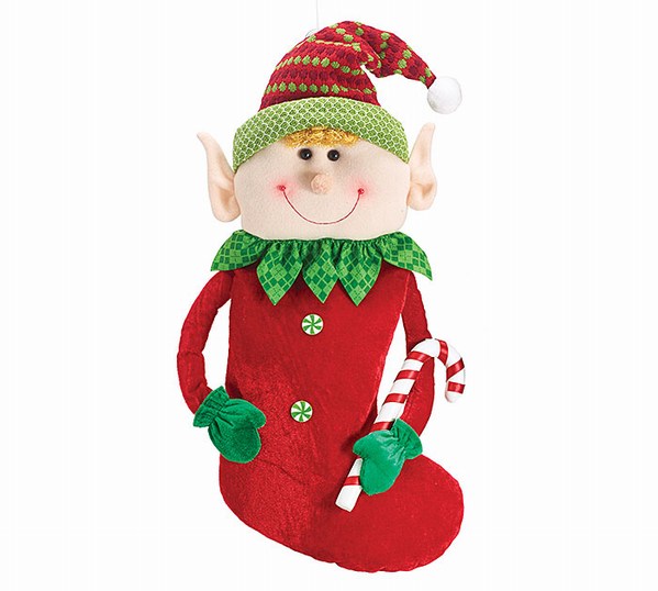 Item 527041 Elf With Candy Cane Stocking Decoration