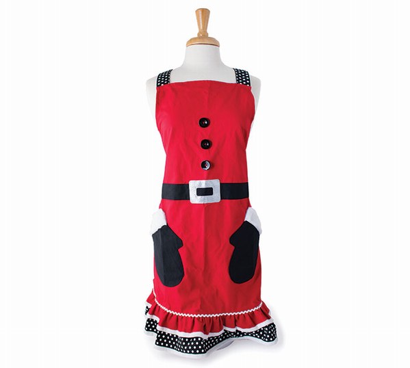 Item 527081 Adult Mrs. Claus Apron With Santa Mittens