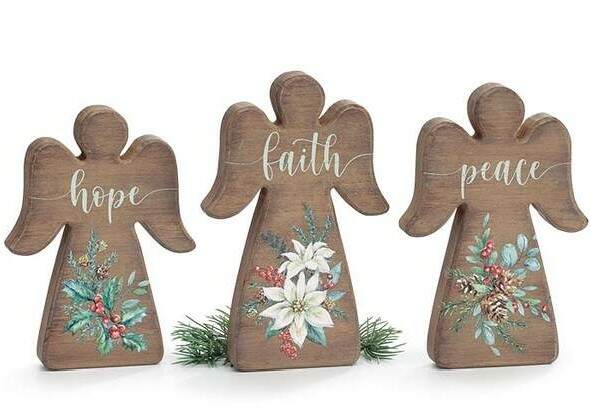 Item 527167 Shelf Sitter Wooden Angel With Message