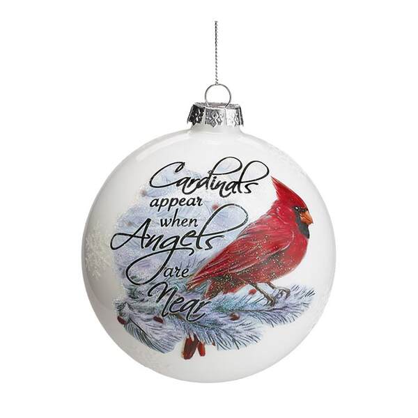 Item 527184 White Glass Cardinal Angels Appear Ornament