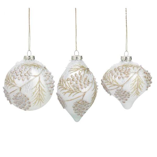 Item 527185 White Raised Pinecone Ornament