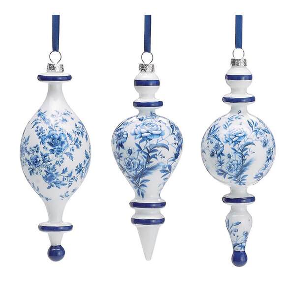 Item 527187 Blue On White Ball/Finial/Drop Ornament