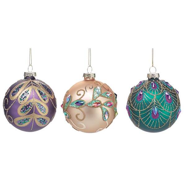 Item 527189 Glass Peacock Ball Ornament