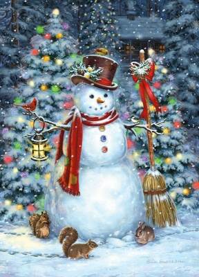 Snowman With Tree/Animals/Snowy Scene Christmas Cards - Item 552006 ...