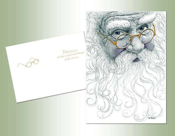 Item 552026 Santa With Gold Glasses Christmas Cards