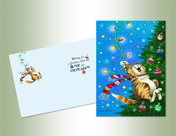 Item 552071 Swinging Cat Christmas Cards