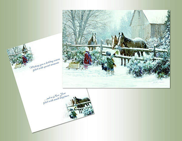 Item 552078 Feeding Horses Christmas Cards