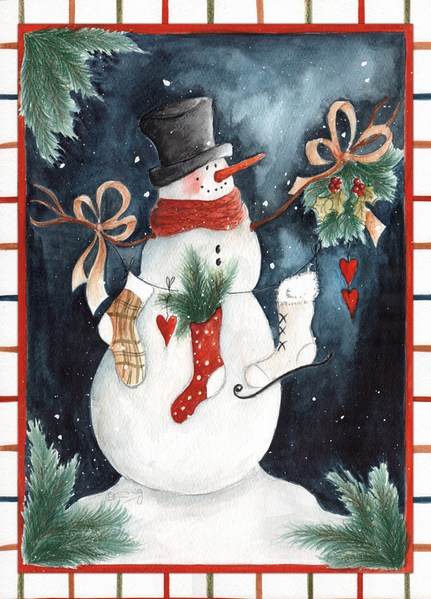 Item 552093 Snowman With Stockings Christmas Cards