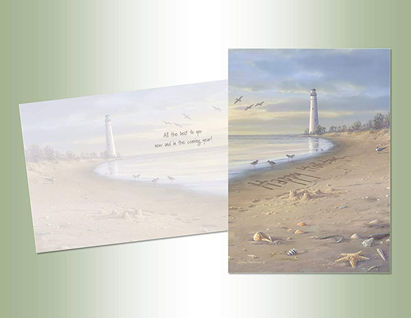 Item 552150 Lighthouse Beach Scene Christmas Cards