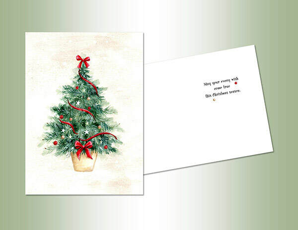Item 552226 Christmas Tree With Ribbon/Bows Cards