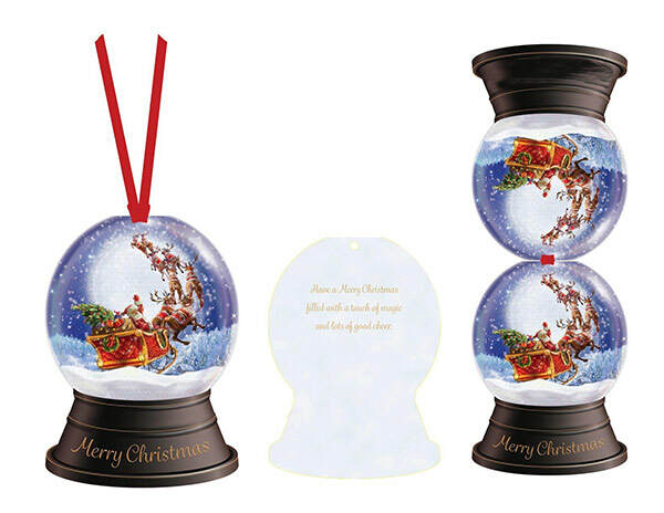Item 552250 Santa/Reindeer Snow Globe Ornament Cards
