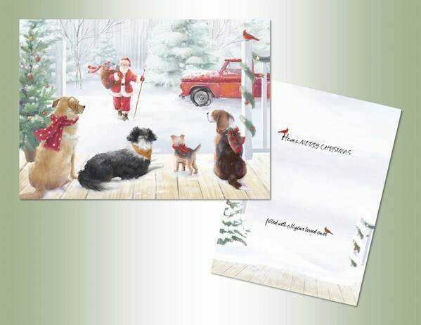 Item 552252 Santa And Porch Pups Christmas Cards