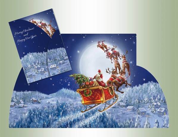 Item 552256 Santa Sleigh Tri-Fold Christmas Cards