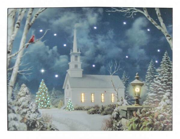 Item 558010 LED Church In Woods Canvas Print