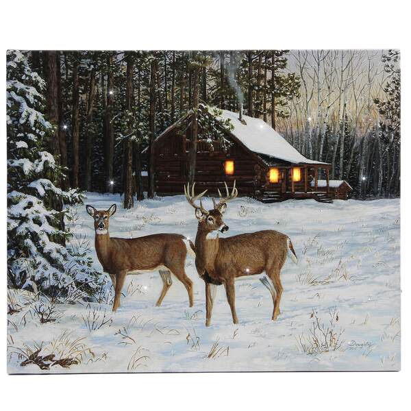 Item 558013 Mr And Mrs Deer Lighted Canvas