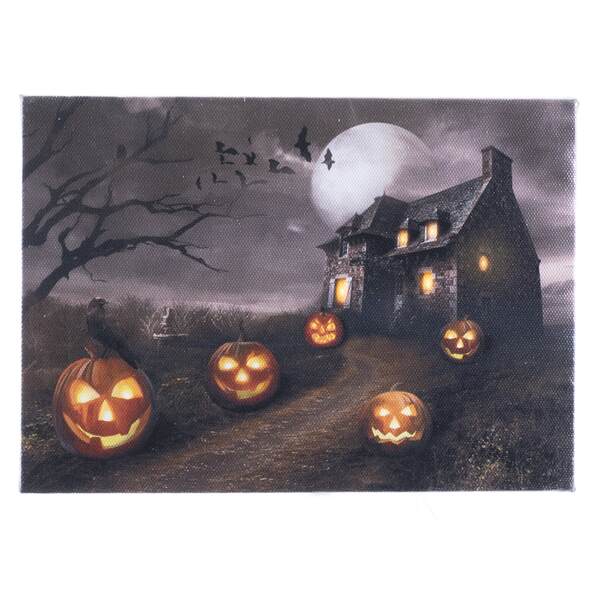 Item 558021 Tabletop Spooky House Lighted Canvas