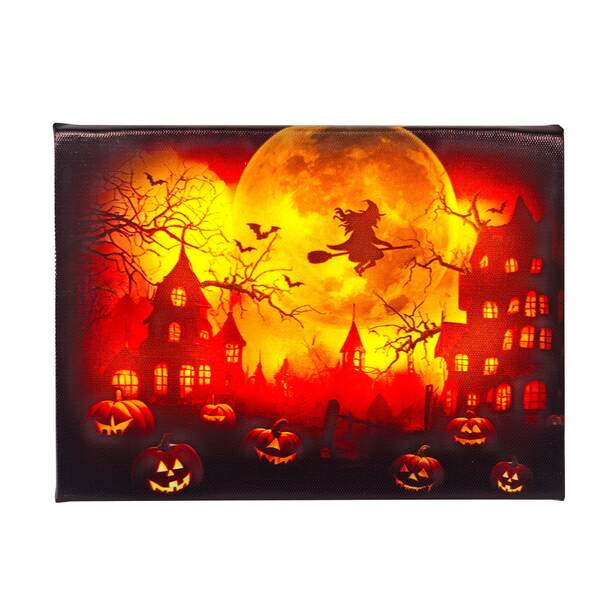 Item 558123 Tabletop Spooky Eve Lighted Canvas