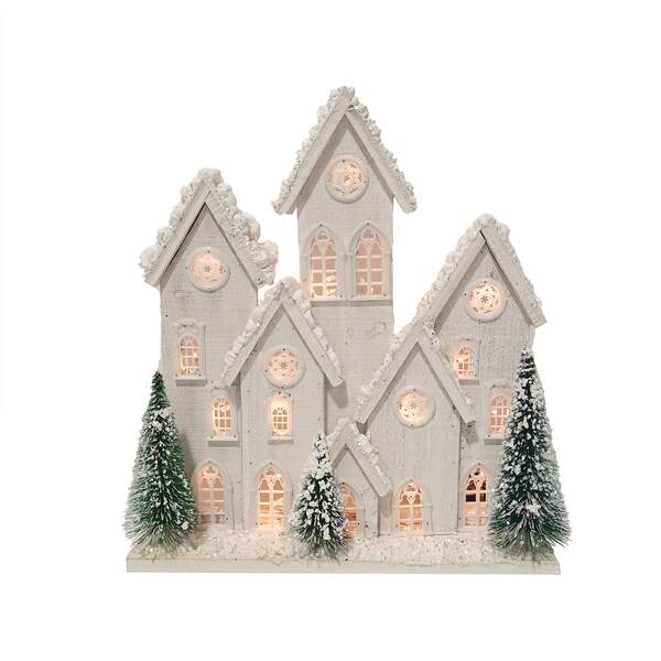 Item 558169 Lighted Snowy Wooden Town