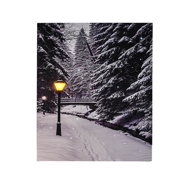 Item 558231 Wintery Bridge Lighted Canvas