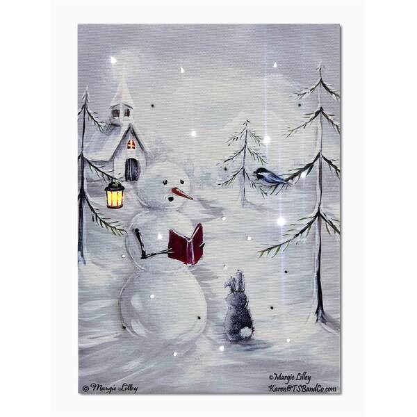 Item 558275 Tabletop Caroling Snowman Lighted Canvas