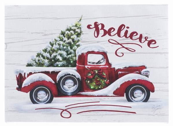 Item 558327 Tabletop Believe Lighted Canvas