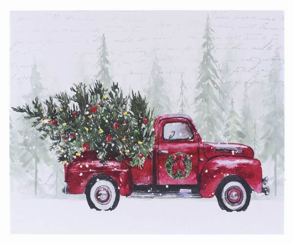 Item 558393 Lighted Red Truck Canvas