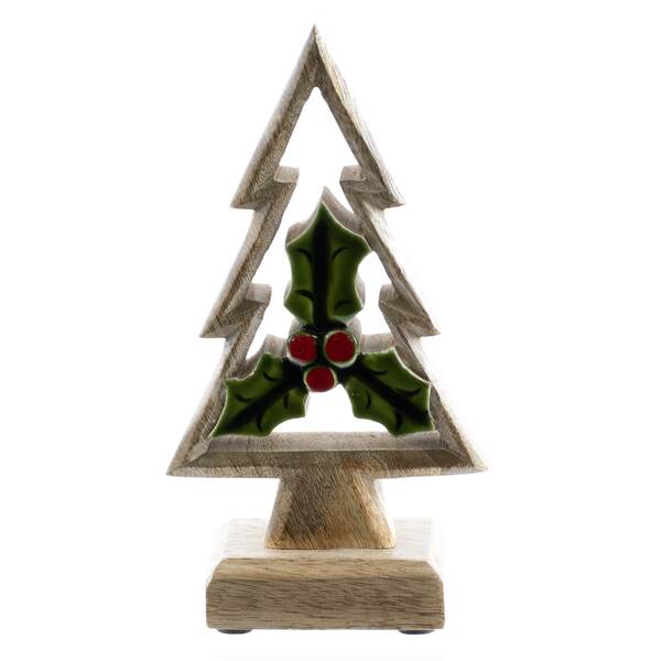 Item 558396 Mango Wood Tree With Holly