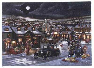 Item 558415 Tabletop Town Square Lighted Canvas