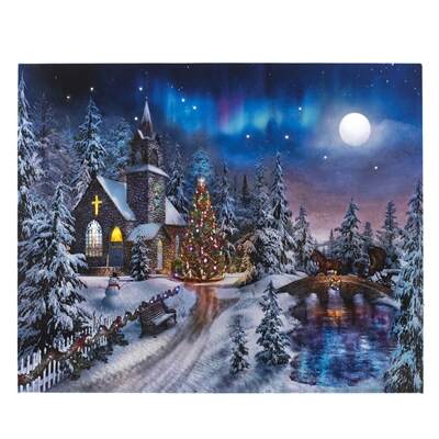 Lighted Canvas Church - Item 558487 | The Christmas Mouse