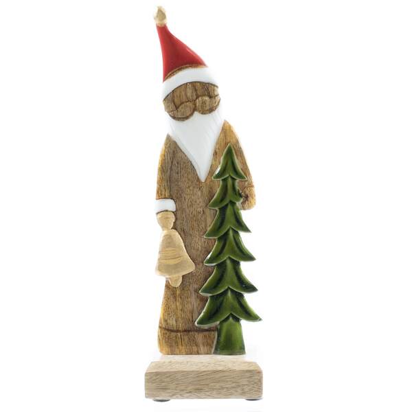 Item 558495 Mango Wood Santa With Tree