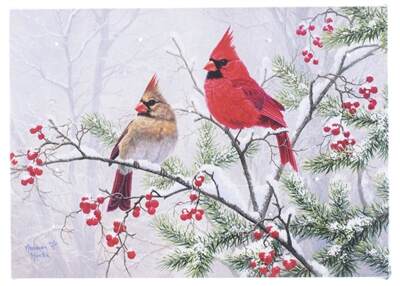 Item 558503 Tabletop Cardinal Snowy Branch Lighted Canvas