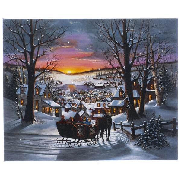 Item 558504 Winter Town Lighted Canvas