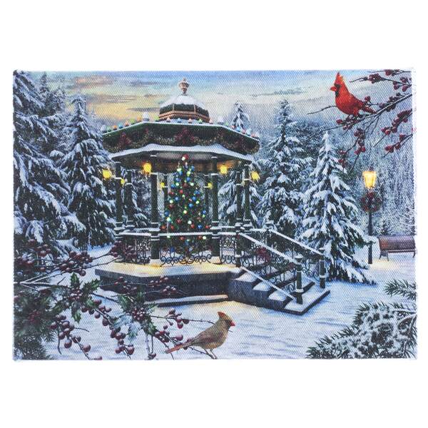 Item 558571 Tabletop Wintery Gazebo Lighted Canvas