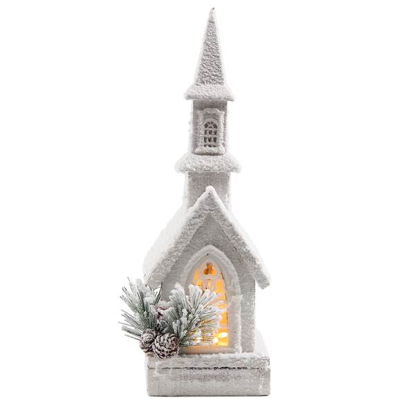 Item 558611 Wood Church With Light