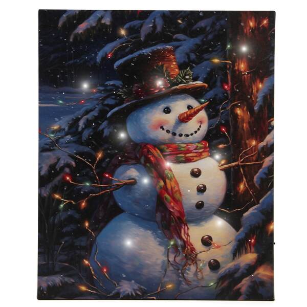 Item 558629 Forest The Snowman Lighted Canvas