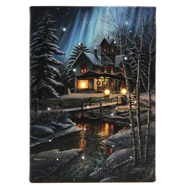 Item 558633 Tabletop Country Home Lighted Canvas