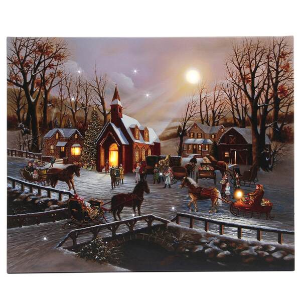 Item 558635 Old Town Church Lighted Canvas