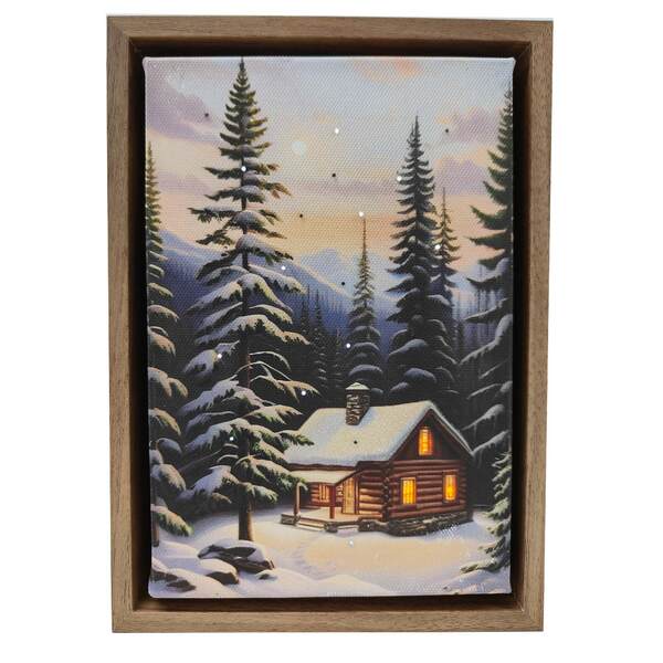 Item 558652 Scenic Cabin Tabletop Lighted Canvas
