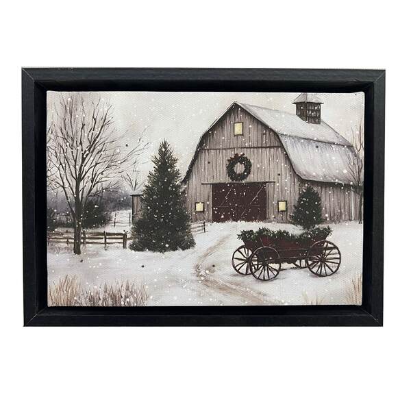 Item 558656 Barn Door Holiday Tabletop Lighted Canvas