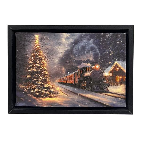 Item 558669 Midnight Christmas Run Tabletop Lighted Canvas