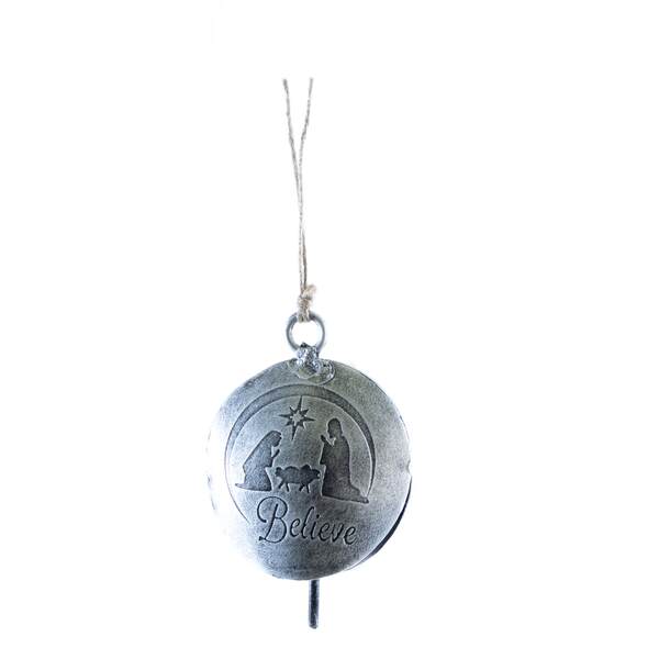 Item 558815 Believe Antique Silver Christmas Bell Ornament
