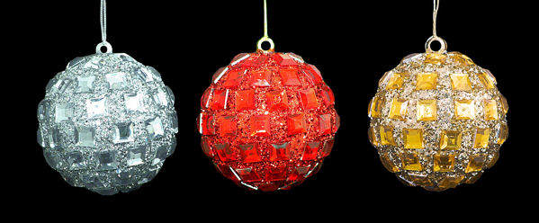 Item 568158 Silver/Red/Gold Jeweled Ball Ornament