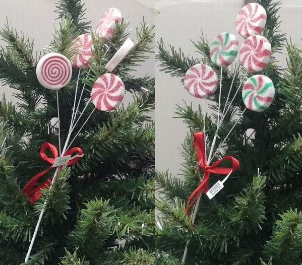 Item 568238 Christmas Candy Cane Peppermint Pick